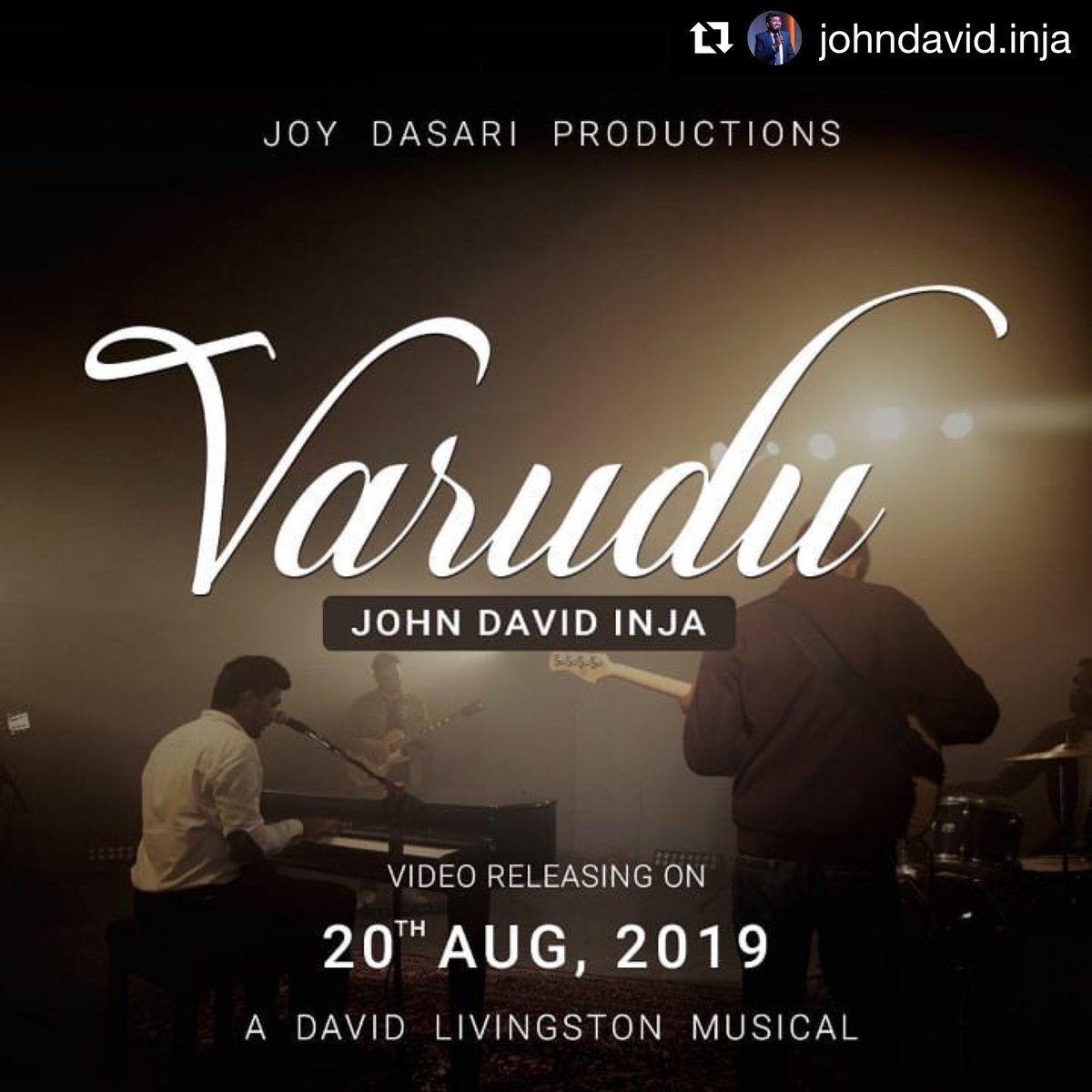 assumedavid's tweet photo. We're excited to announce that #Varudu is releasing on 21st Aug 2019. 
Follow this space for more updates 
#Joydasariproductions #Varudu #JohnDavidInja  @david
@sureshmeshram 

Ps: Please Subscribe to our Youtube Channel to be the first one to get notified. LINK IN BIO https://t.co/b5xhfXzaAO