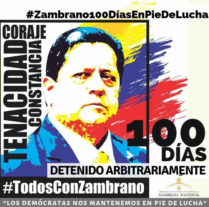CacoFacenda's tweet photo. #16Ago Se cumplen 100 días desde q @edgarzambranoad 1er VicePdte de la @AsambleaVE y VicePdte de @ADemocratica fue secuestrado por los esbirros del usurpador.

Muera la opresión en #Venezuela

#Zambrano100DíasEnPieDeLucha #TodosConZambrano #LibertadParaZambrano https://t.co/OkTuG8XAGh