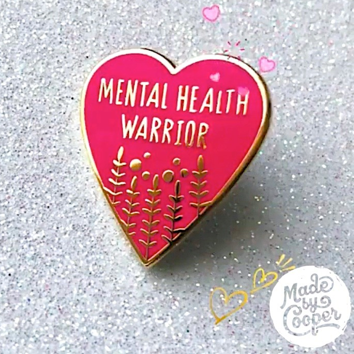 Mental Health Warrior👊🏼 Hard enamel pins with gold plating for @chronicallydivine💖✨