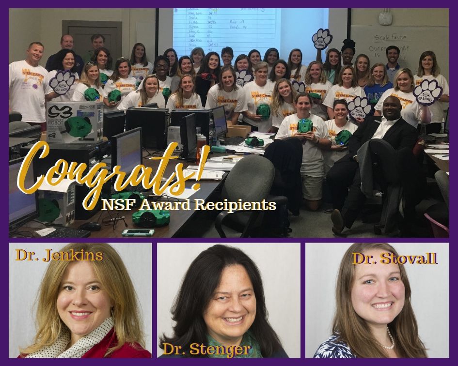 CASEatUNA's tweet photo. Congrats to Dr. Stenger, Dr. Jenkins, and Dr. Stovall for receiving a NSF grant on their project, "Collaborative Research: Collaborative Partnership to Teach Mathematical Reasoning Through Computer Programming (CPR2)!" Great job, ladies! #myUNA #UNACOAS #STEM #UNAmath #UNACS https://t.co/DDAulqhLxe