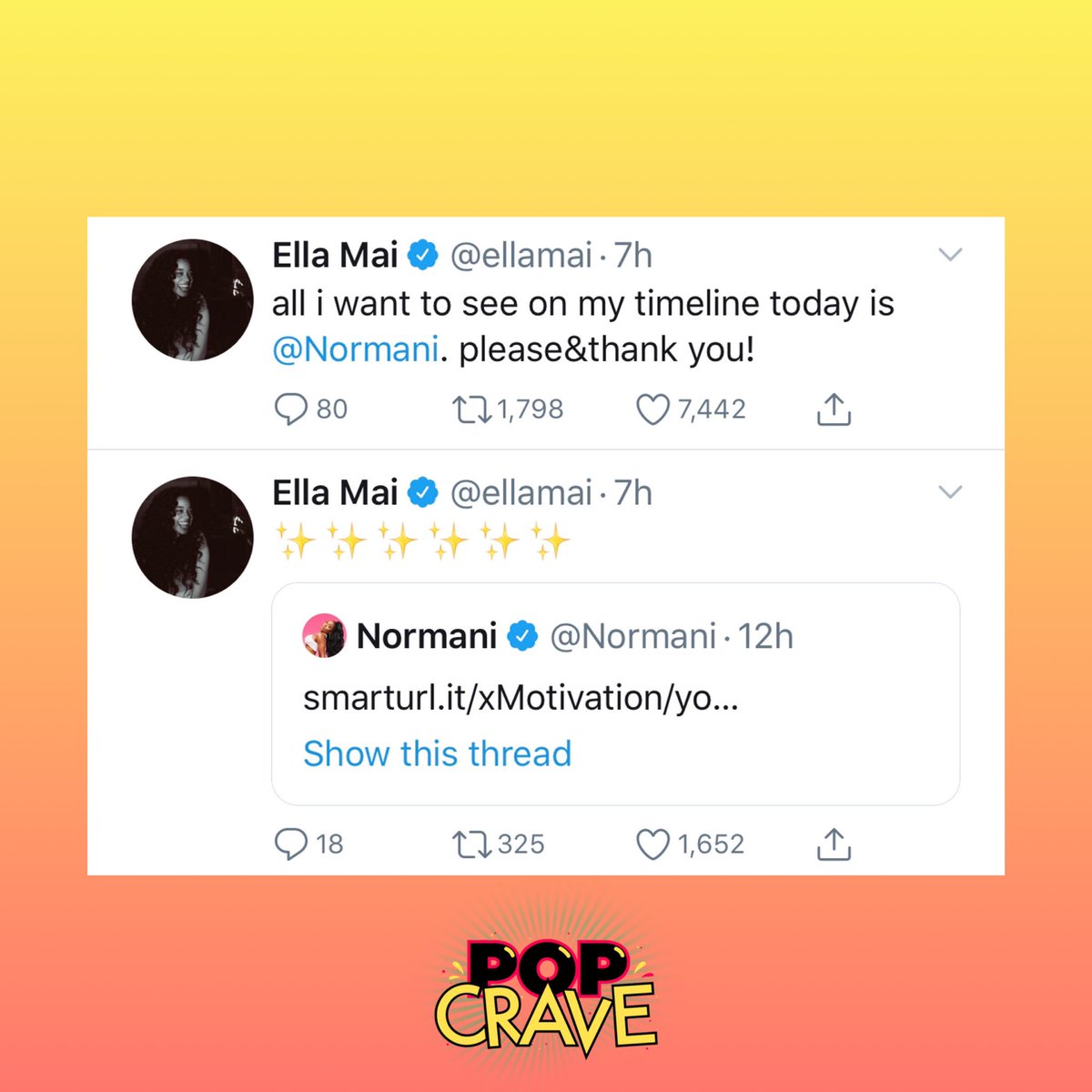 . @EllaMai shows her support for  @Normani: “all i want to see on my timeline today is Normani. please&thank you!”