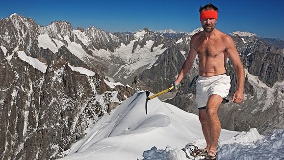 He’s set the Guinness World Record for the farthest swim under ice, he’s set the world record for longest time in direct, full-body contact with ice, and he’s even climbed Mount Everest and Mount Kilimanjaro in nothing but his shorts.