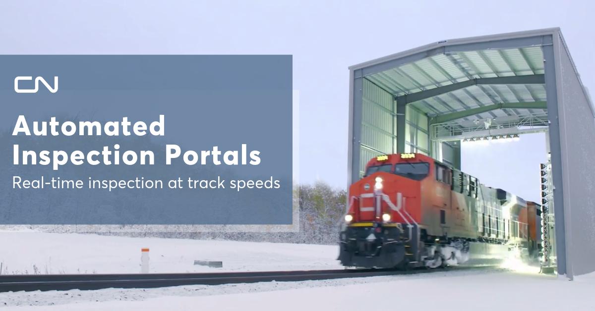 CNRailway's tweet photo. Our Automated Inspection Portals pair high-res imaging hardware with artificial intelligence in an innovative approach to railcar safety inspection. We're honoured to be recognized by @RailCanada with a 2019 Safety Award for our use of this technology: https://t.co/dox7ZOdDnO https://t.co/xzwsATdvmV