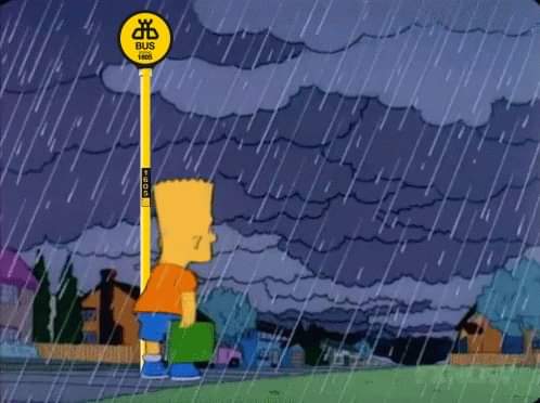 iresimpsonsfans's tweet photo. Getting caught in one of these showers, waiting on a bus that's been due in two minutes for the last 20 minutes https://t.co/UXZpuCDjSB