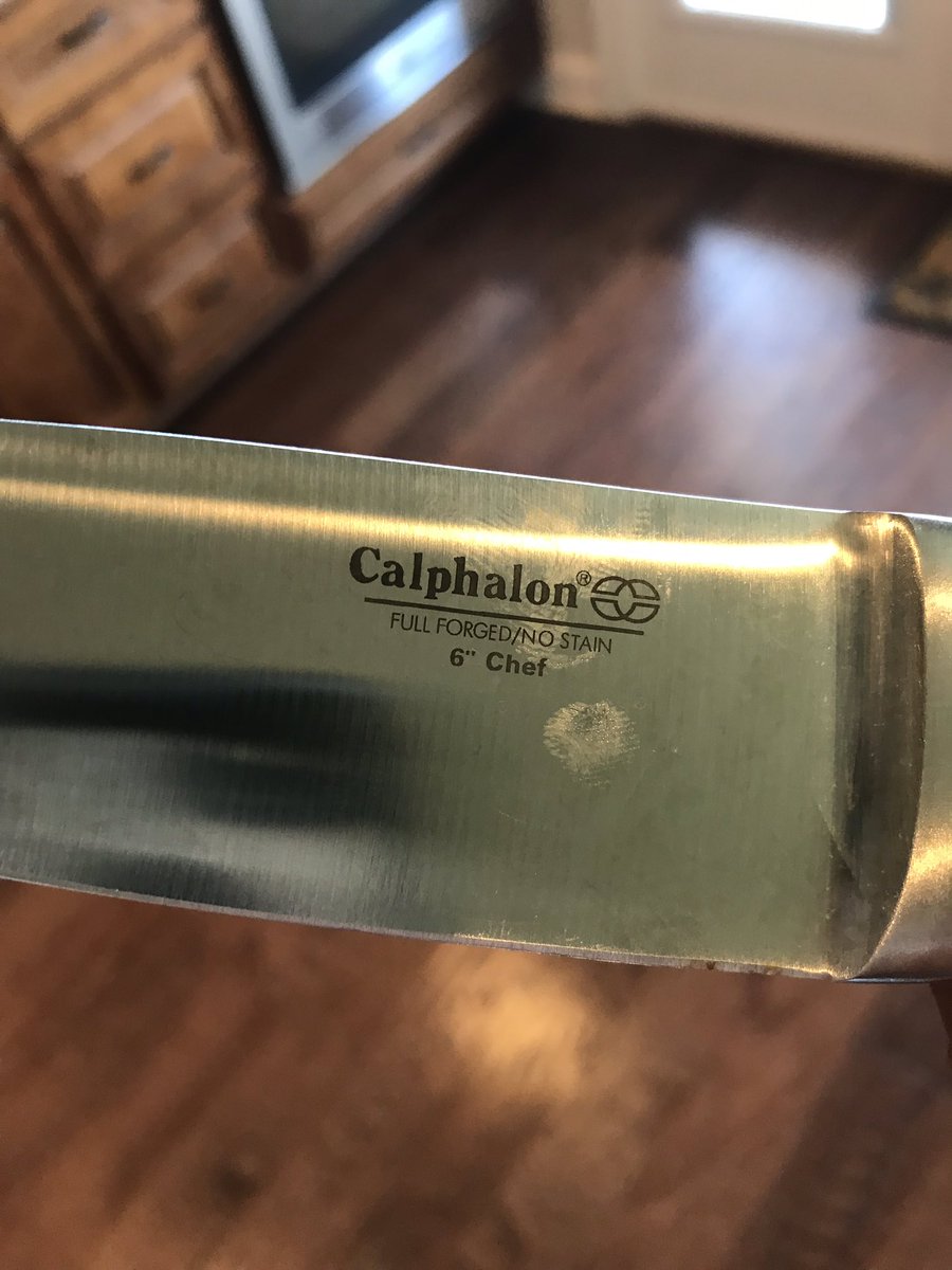 corry_scott's tweet photo. @calphalonathome these are not chips/knicks in blade, but actual warping. Any help??? https://t.co/AcPJp72x3j