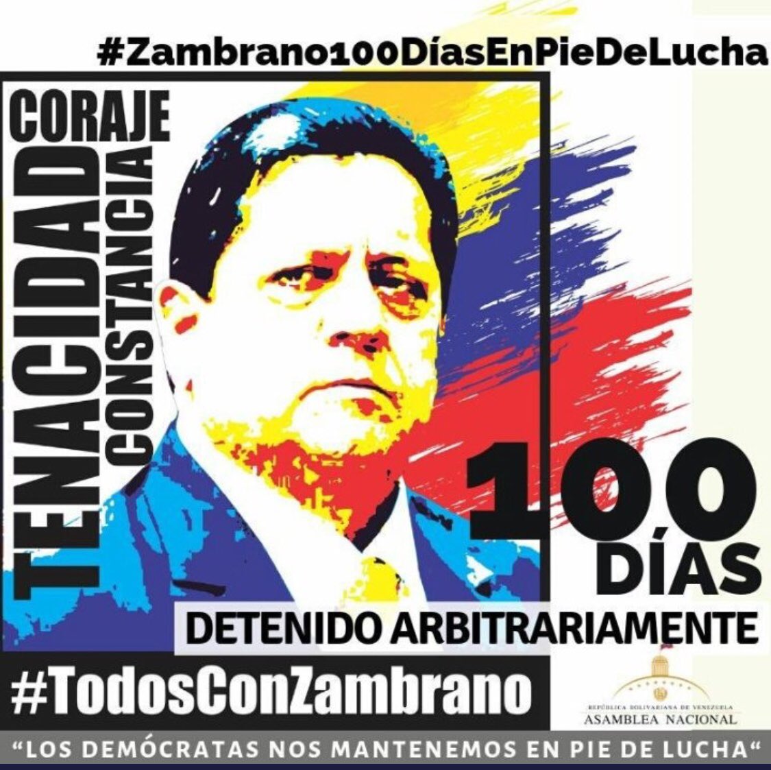 ADElHatillo's tweet photo. Los demócratas nos mantenemos en pie de lucha! Todos estamos con el dip @edgarzambranoad hoy se cumplen 100 días de su secuestro. https://t.co/xkAILu1NvU