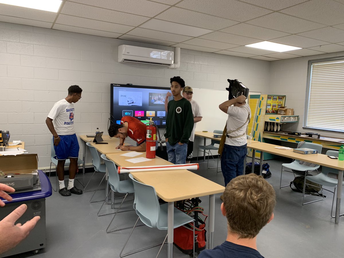 HcpsLearning's tweet photo. Industrial Maintenance students at Career Academy taught safety lessons to their classmates today as they finished their safety section before entering the labs next week. #CA #funwhilewelearn #skillsusa https://t.co/4J7d6bAeOb