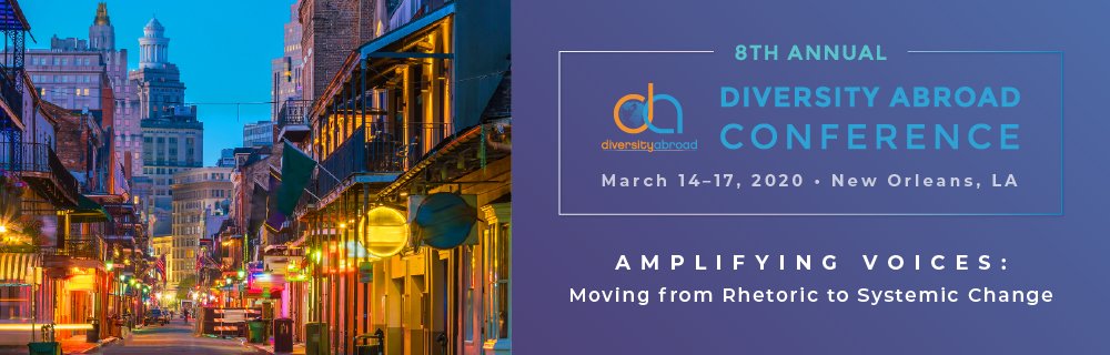 Only 1 week left to submit your proposal for the 2020 Diversity Abroad Conference in New Orleans, Louisana! All voices, perspectives, and expertise are welcome in our discussions. Submit today! bit.ly/2NnQGIl #DAConf20 #GSLS20