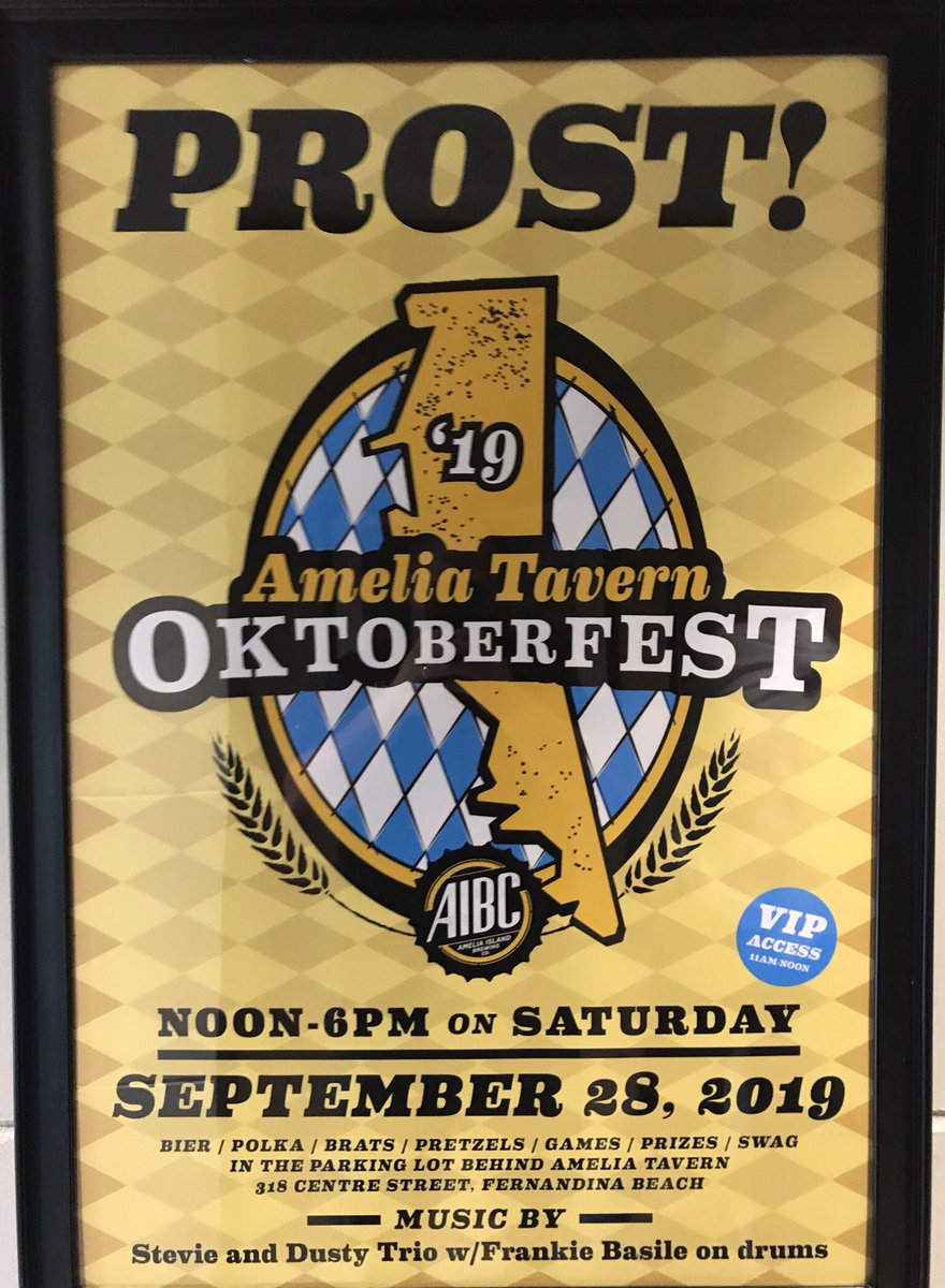 AmeliaBrewing's tweet photo. Mark your calendars! September 28th, 2019, 12pm to 6pm #AmeliaIslandBrewing and #AmeliaTavern will be hosting the third annual Oktoberfest! VIP gets you in at 11am!
#drinklocal #FloridaBeer #AmeliaIsland #FernandinaBeach #SeekTheSeal #904HappyHour #CraftBeer https://t.co/wpetczIvBP