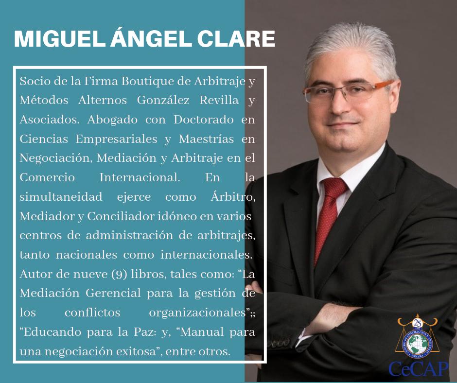 Expositor Miguel Ángel Clare GR
Programa de Formación en Mediación

Descargue su formulario de Inscripción en el siguiente Enlace.
bit.ly/2OYnyZ2

📩ltulsidas@panacamara.org
📩arbitraje@panacamara.org
📞 Tels.: (507) 207-3446