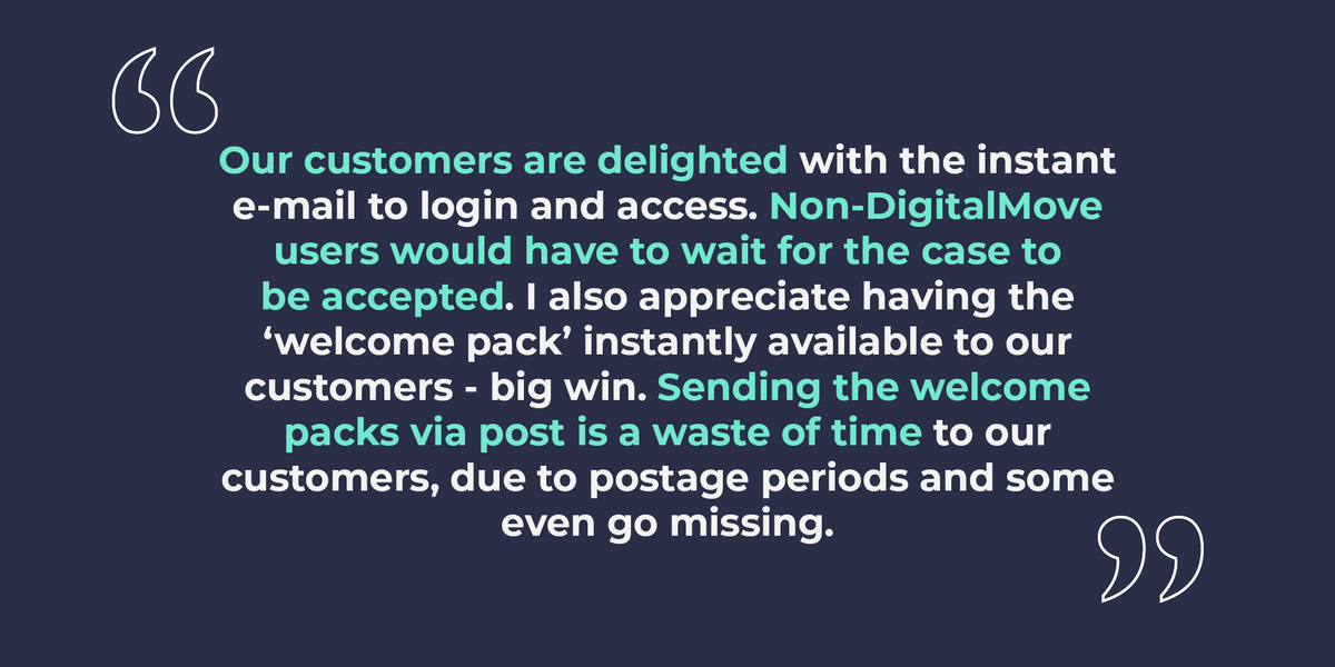 DigitalMoveUK's tweet photo. Our brokers love how easy it is for their customers to get their conveyancing journey under way - we're receiving a lot of positive comments about their experiences #Digitisation #DigitalMove #PropTech https://t.co/vXuvXc2PUV