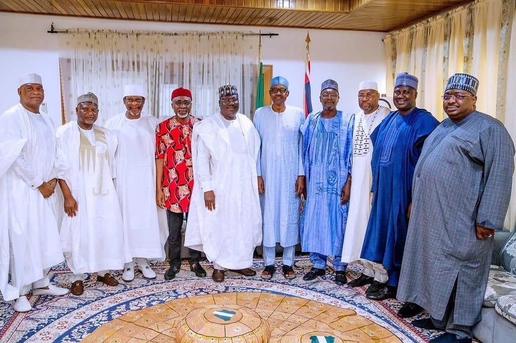 Goganorg's tweet photo. The leadership of the Nigeria Senate, led by Distinguished Senator Dr Ahmad Lawan, paid a Sallah homage on President Muhammadu Buhari in Daura, Katsina State. https://t.co/DVVYyPTKf5