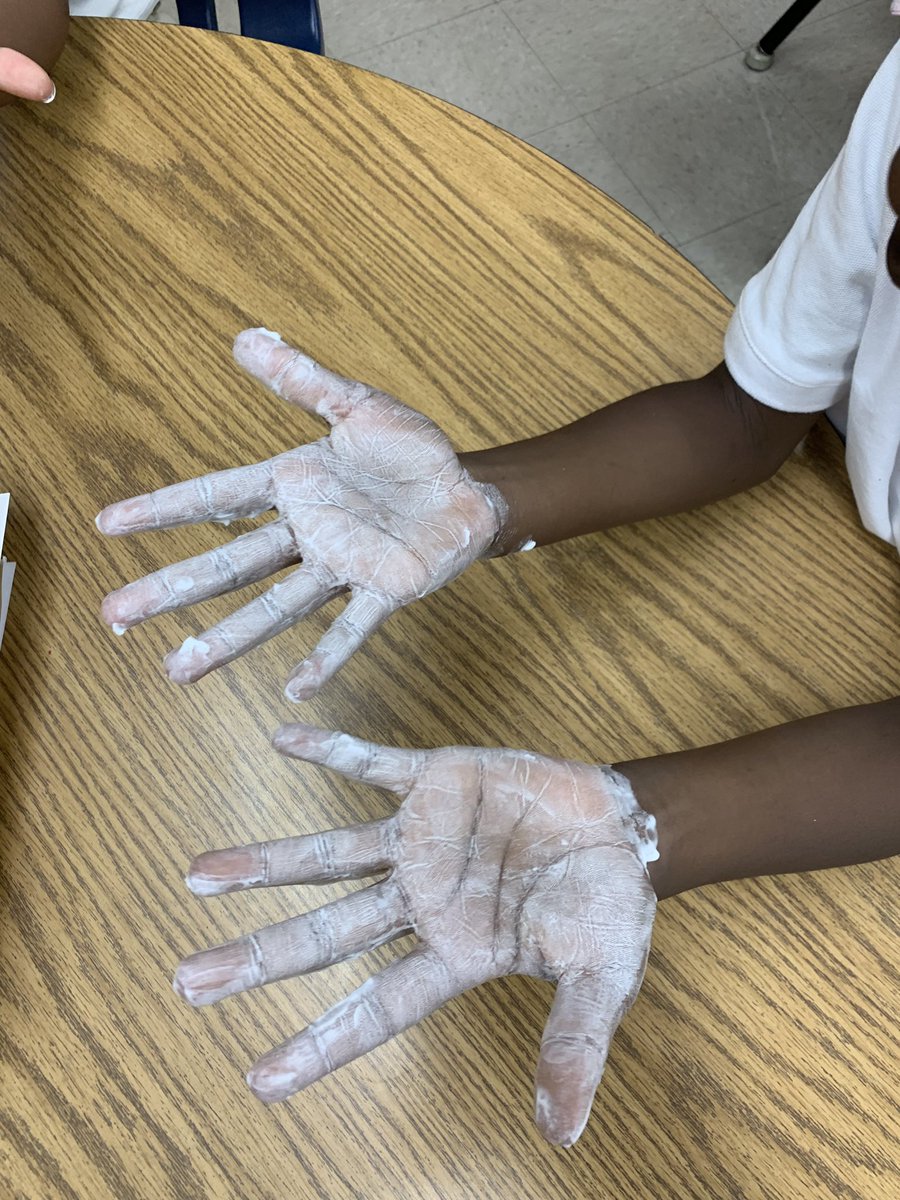 mjacksonscholar's tweet photo. Is shaving cream a solid, liquid, or gas?!?! Will the penny sink or float?!?! @SandersES1 We found out our answer and then of course we had to play with it!! #Iteachthem #Experiments https://t.co/pWLDMKZjKY