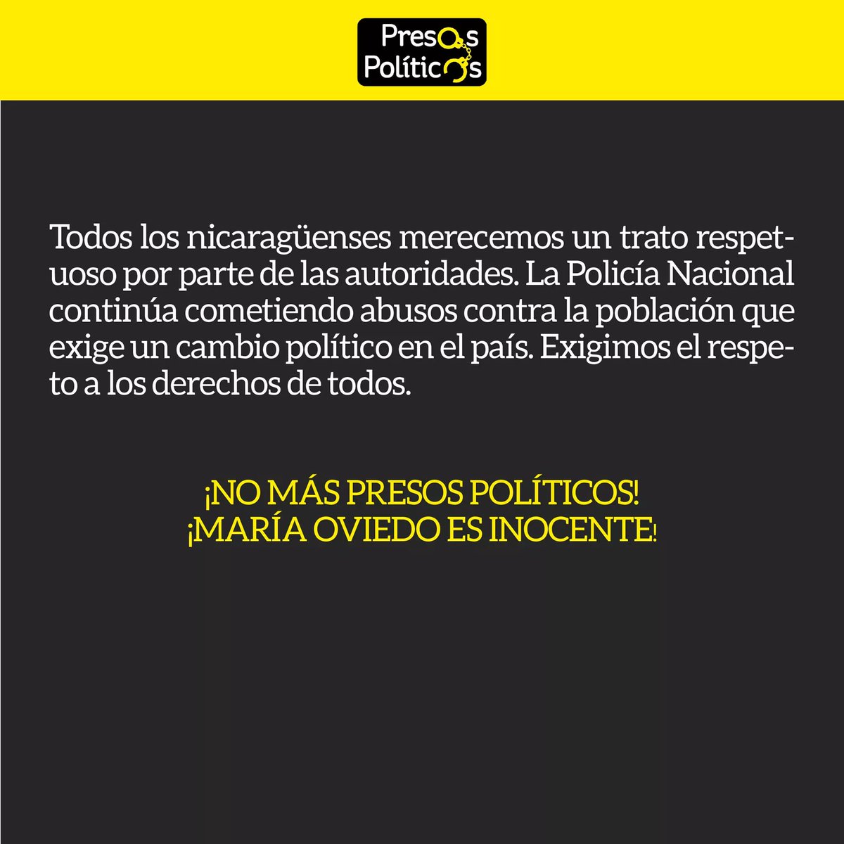 El Comité Pro Liberación de Presos Políticos denuncia la persecución contra la abogada María Oviedo, defensora de presos políticos. La doctora Oviedo es víctima de un juicio político. Demandamos que se declare la no culpabilidad de la abogada. #SOSNICARAGUA