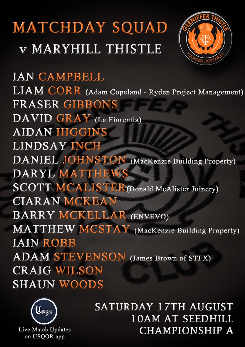 GlenifferT_AFC's tweet photo. ⚽️ FIXTURE FRIDAY ⚽️
Start of the SSMAFL league campaign ⚽️
⚽️ Opposition: @maryhillthistle
🏆 Competition: Championship A
📅 Date: 17/08/19
⌚️ Kick off: 10:00
🏟 Location: Seedhill Sports Centre
Live updates on the @Usqor app 📲
#FixtureTuesday
@Scottish_AFF
@ScotAmFA https://t.co/naRN4POPJS