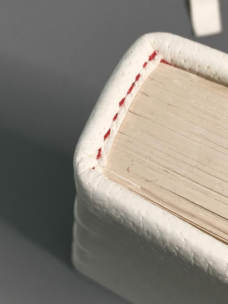 JimBloxam's tweet photo. The #monteproject 2019. ‘A study of small format bindings from fifteenth-century Germany and the Low Countries’. Day 5, part 2- saddle-sewing and finito! #SHAUN_TH0MPS0N #culconservation #conservation #bookstructures https://t.co/TZ38X4XuC1