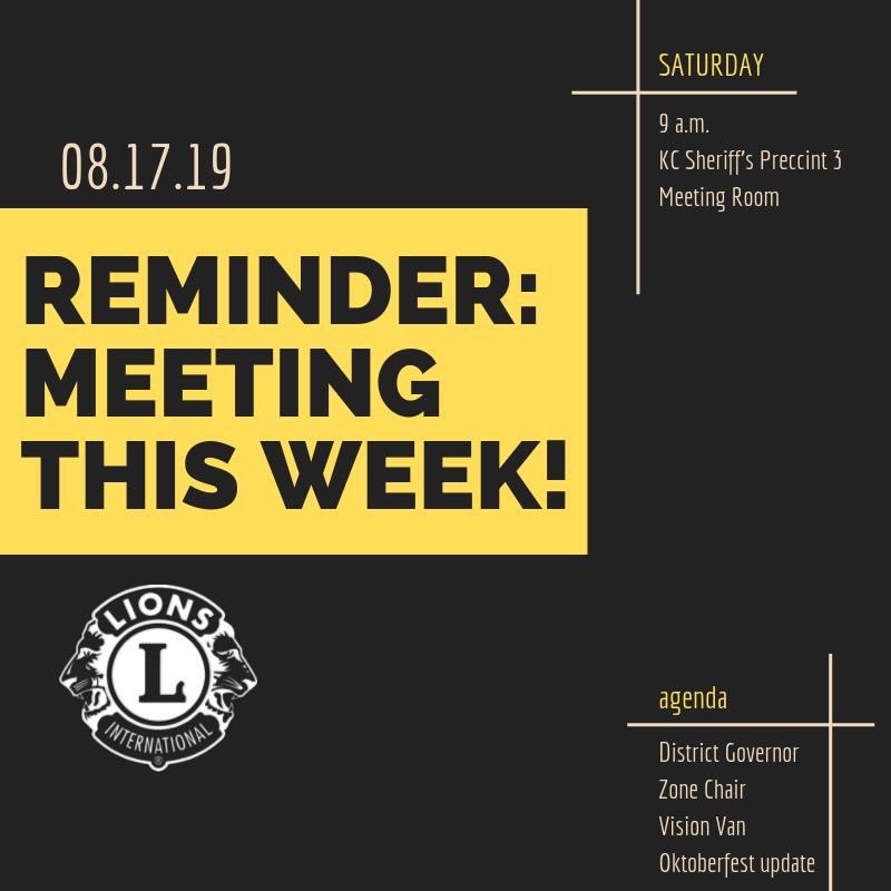 Hi, Lions!🦁Don't forget: We're meeting at 9 a.m. tomorrow, @ KCSO Precinct 3! Please join us to hear from Dist. Gov. Pat Burch &amp; Zone Chair Lisa Ikeda! We'll learn abt the Lions Vision Van from Betty, &amp; get the latest abt our biggest fundraiser, Oktoberfest 🥨🍻. Cubs welcome!