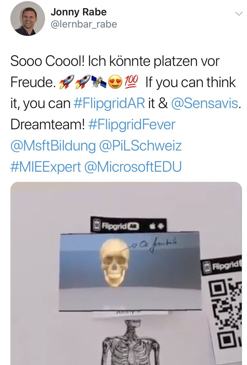 MicrosoftFlip's tweet photo. Happy #FlipgridFriday 🎉

How are you ✨Exploring ✨New✨Realities 🕴🏼 with #FlipgridAR? 

🌀Retweet and Reply 🌀with your 🆕ideas 💡for a chance to win a #StudentVoice 👚👕shirt!

#FlipgridFever https://t.co/Ch15TqJfCN