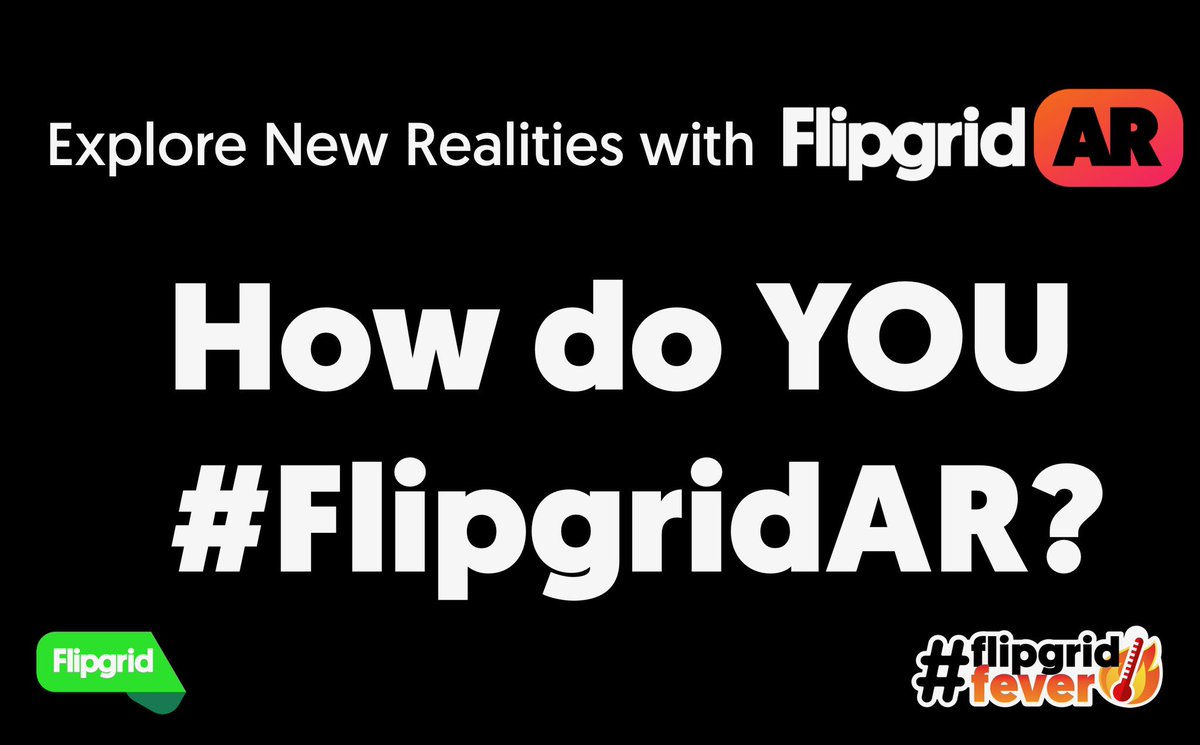 MicrosoftFlip's tweet photo. Happy #FlipgridFriday 🎉

How are you ✨Exploring ✨New✨Realities 🕴🏼 with #FlipgridAR? 

🌀Retweet and Reply 🌀with your 🆕ideas 💡for a chance to win a #StudentVoice 👚👕shirt!

#FlipgridFever https://t.co/Ch15TqJfCN
