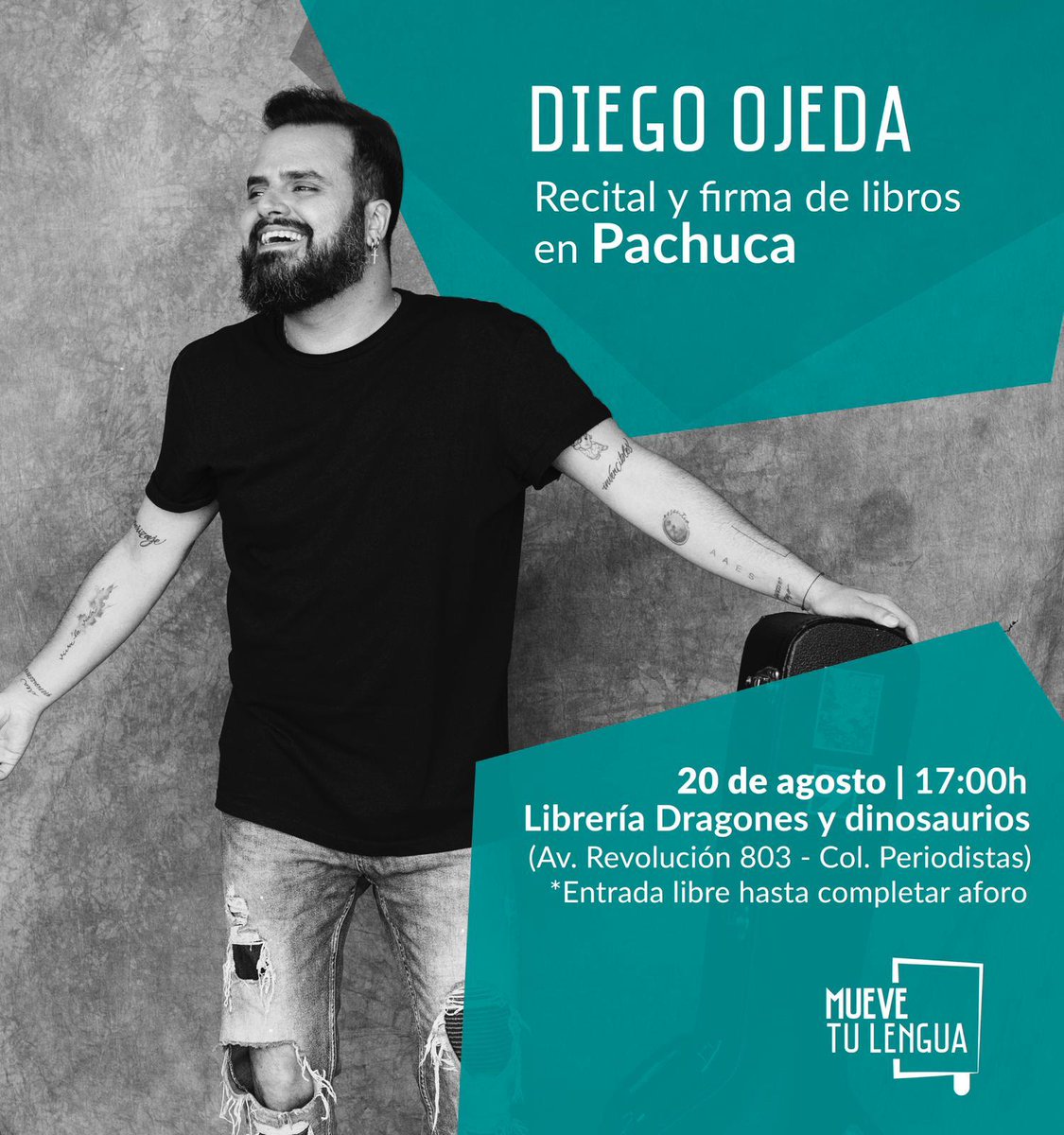 EditHiperlibro's tweet photo. Tenemos Recital y firma de libros de @diegoojeda85 en Pachuca.
Los esperamos en la #libreriadragonesydinosaurios el día 20 de Agosto a partir de las 17:00 horas.

@MueveTuLengua_ 
@MueveTuLenguaMX 
#diegoojeda
#hiperlibro
#muevetulengua
#pachuca
#libros
#poesía https://t.co/XgER8HnAPV