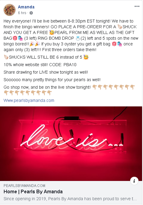 AddictedStuTV's tweet photo. Shes Live 8-8:30pm EST on Facebook! Go check out my friend Amanda https://t.co/EX6532hTdp
She opens oysters with pearls inside on live stream.

https://t.co/4eTQXGxvhS

10% off Code: PBA10

#AddictedStudios #pearls #Pearl #Facebook 

#RETWEEETME #Streamer_RTs #StreamerNetwork https://t.co/F4wdqNzTnD