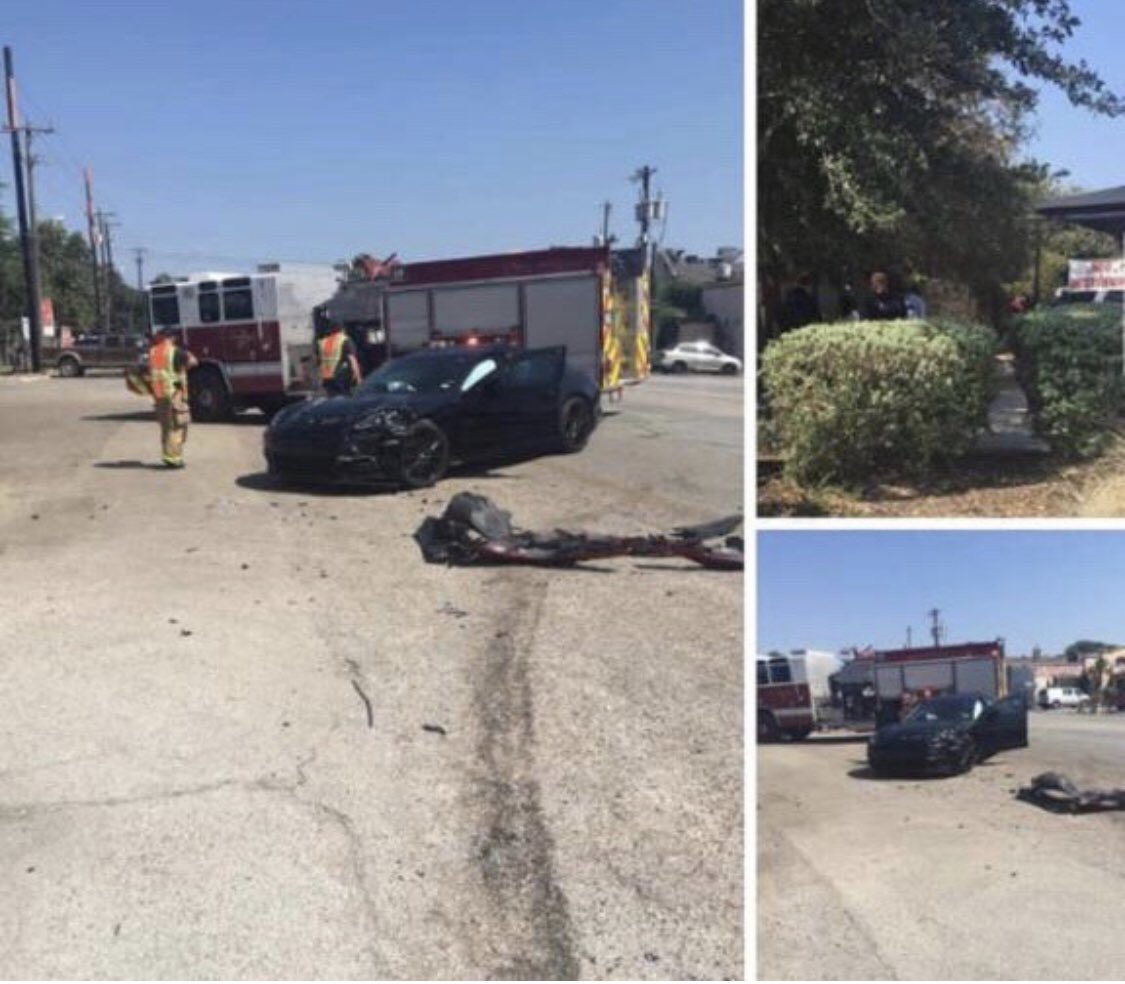 JabariJYoung's tweet photo. Told Tony Parker... involved in this accident in SA... is OK. Was checked and and major no harm. (BTW: Please don’t credit me with the pics. Not my photos. Just the info). #Spurs #NBA @TheAthleticNBA https://t.co/vxWTRuw1dI