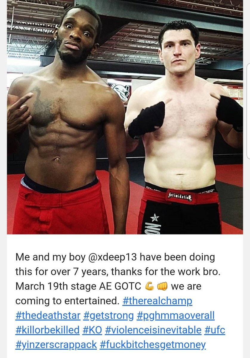 Xdeep13's tweet photo. So pumped for tomorrow. Heres me and my brother Khama Worthy after our very 1st mma fight over 10 years ago and a few other pics of us.  Get ready for fireworks from @thedeathstar_1 tomorrow #UFC241 https://t.co/iPt4w6pFrh