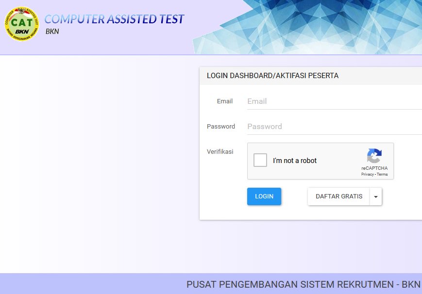 BKN akan mngdakan #SimulasiCATBKN CPNS MULAI 19-31 Agustus mndtang. Slakan akses Portal UPT BKN atau Portal Kanreg BKN stmpat.

Bbrapa Kanreg mngkin sdh tutup pndaftran krna mlebihi kuota pndftran. Kamu bisa download simulasi CAT BKN di paketlkit.com secara gratis