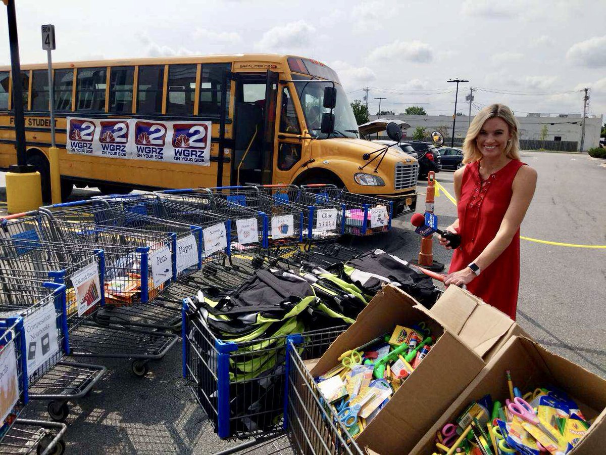 LaurenHall's tweet photo. Still time #2PackaBackpack for the kids at Boys and Girls Club! The buses will be collecting school supplies at the Wal-Mart locations until 8pm. @WGRZ 📚📓❤️🎒 https://t.co/SugeFhqdyE