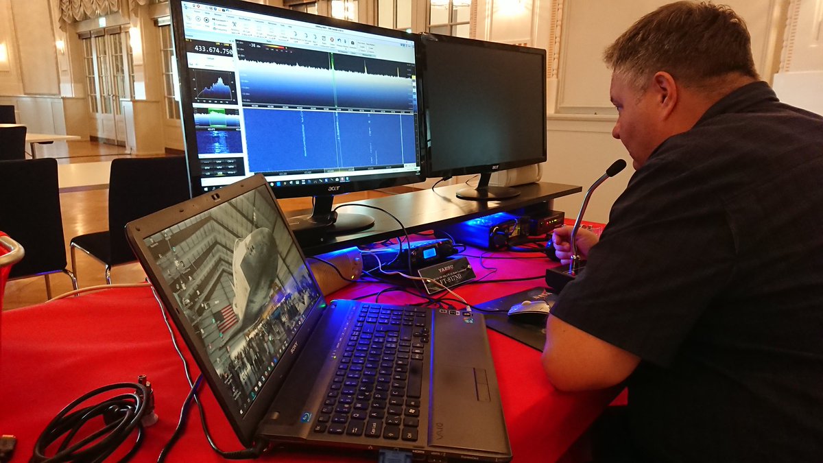 Amsat_hb's tweet photo. Wolfgang, HB9RYZ, at the final test on the @qo100_sat station for the @USKA_CH Hamfest 2019. That will be an exciting day tomorrow 😎 #hamradio #hamr #amsat @qo100_sat #amateurfunk https://t.co/d2okGbmj6Z