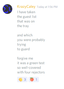 People occasionally ask why we have a poetry channel in the official SpyParty discord, and from now on when they ask I will just point them to this.