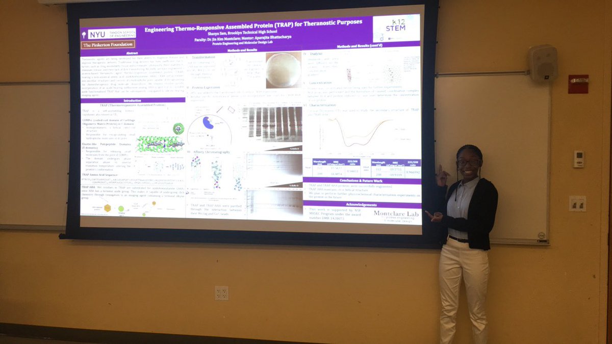 jkmontclare's tweet photo. Congrats to #ARISE @brooklyntechpta #highschool #student Shanya Sam for doing a great job presenting her #biomaterials #research at @nyutandon! #welldone #WomenInSTEM @NYUPolyK12STEM https://t.co/ZOPlr7xdkI