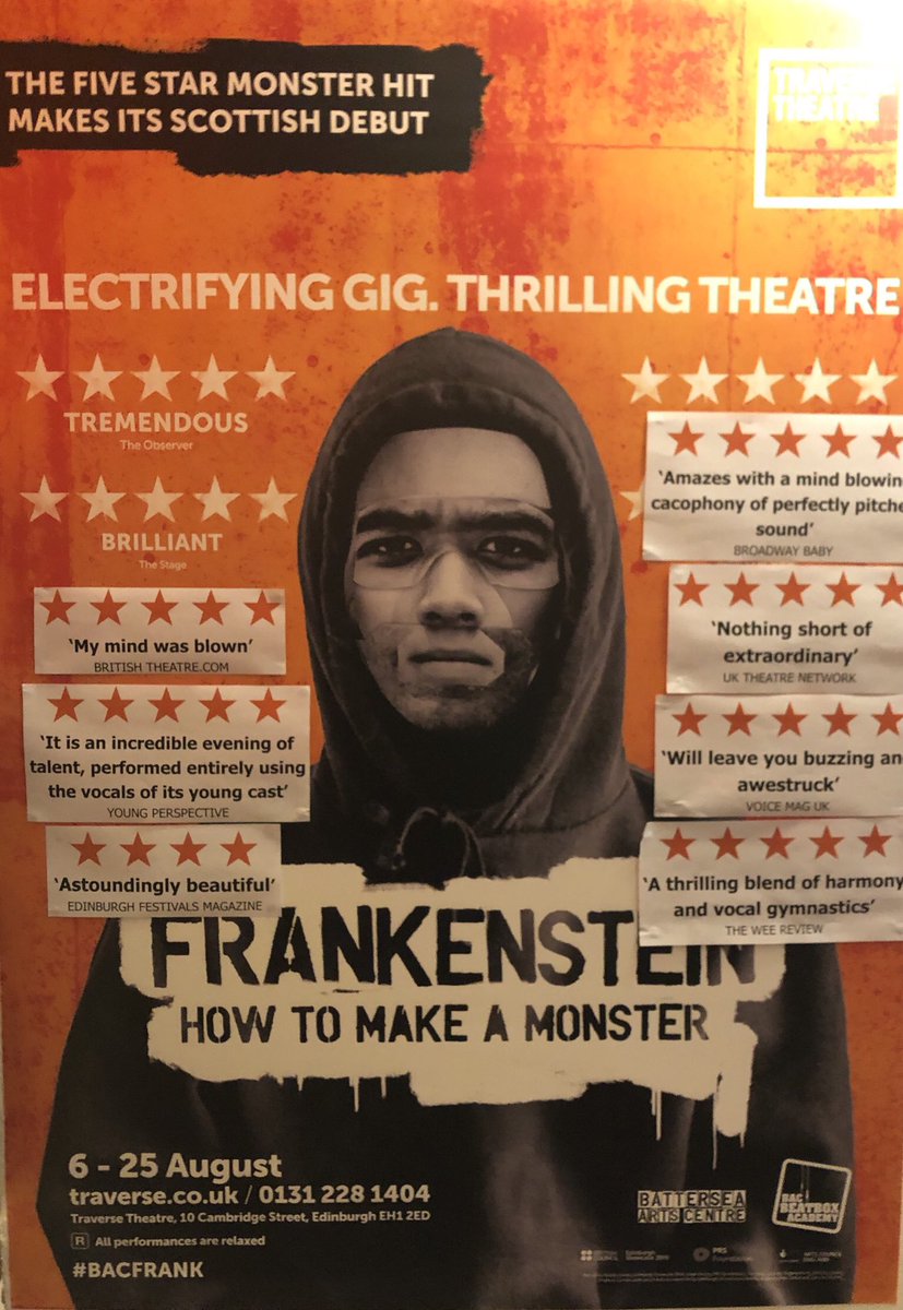 theatrehinton's tweet image. Lon/Edi19 Day11/Show24: Another great show @traversetheatre. More a staged, themed concert - no narrative you could really follow. But brilliantly performed by the young cast from @BACBeatboxAcad and beautifully staged. After show battles were incredible. #HowManyShowsIn16Days?