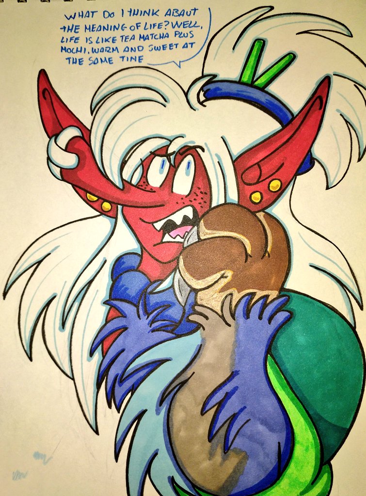 Martutifruti92's tweet photo. What do you think about the meaning of life Kenta? #Kenta #tengu #yokai #NeonTapirGuts #beast #monster #teamatcha #oni #monster #demon #Japan #持っている #妖怪 #鬼 #抹茶 https://t.co/ZWHw1YvNZW