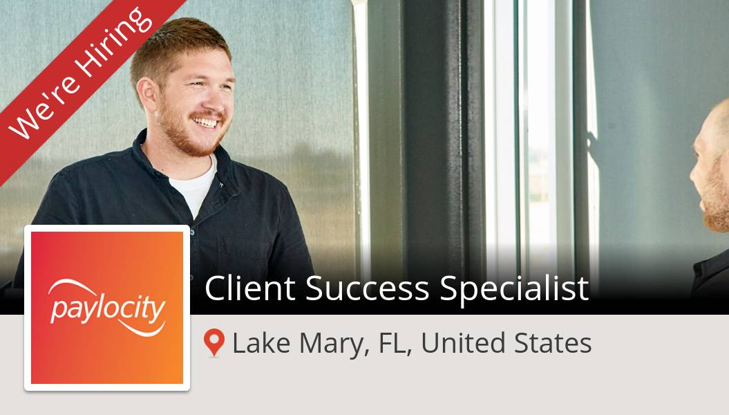 PaylocityMM's tweet photo. #Paylocity is hiring a #Client Success #Specialist in #LakeMary, apply now! #job https://t.co/6Zh9uW8GXy https://t.co/FL9ZNci5YO