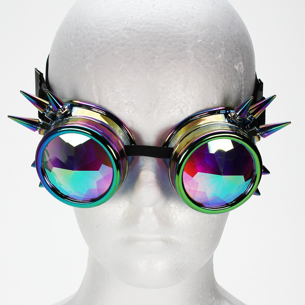 Channel the gothic steampunk vibe with vintage styled goggles with kaleidoscopic lenses!

-Vintage iridescent metal effect frame
-Kaleidoscope lenses
-Incredible visual effects!