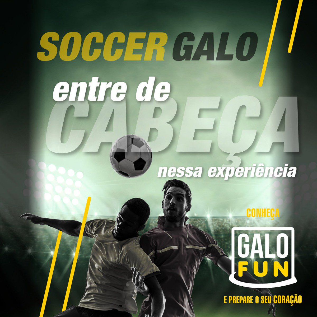 Atletico's tweet photo. ⚽🏟🐔🏅￼￼￼￼ CONHEÇA o #GaloFun!

Chegou a hora de você comemorar um gol de dentro do campo do Independência. Viva a emoção de ser um jogador profissional, com direito a uniforme personalizado, bronca do técnico e se der bobeira até cartão amarelo: https://t.co/I7mYLTbbDK https://t.co/hUWiUgMXHc