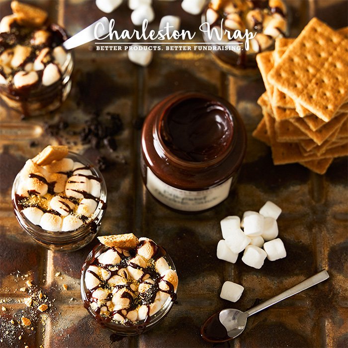 Need a suggestion for dessert? Grab a jar of Stonewall Kitchen’s Dark Chocolate Sea Salt Caramel Sauce and drizzle it over your favorite ice cream. We topped our Ice Cream Sundae with roasted marshmallows and a few crumbled graham crackers. #fallfundraising #pta #charlestonwrap