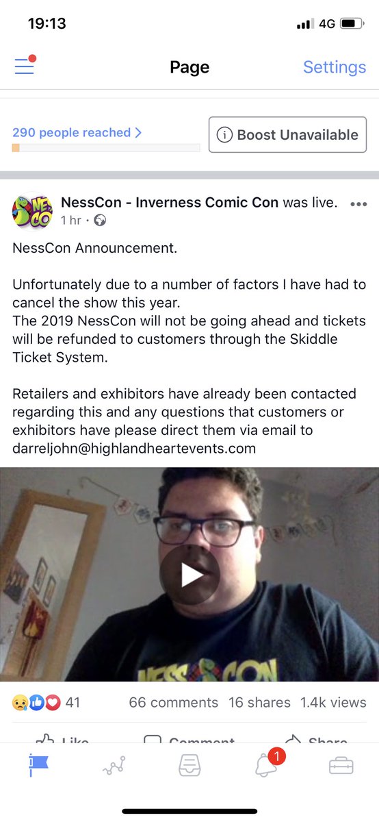 Due to a number of factors we are sorry to announce that we will be cancelling <a href="/Invcomiccon/">Inverness Comic Con</a> for 2019, please head to Facebook to listen to Darrel via the Live FB Chat