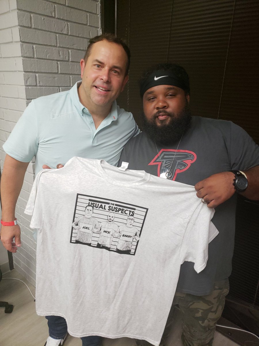 SuperFalconsFan's tweet photo. Had a great time last night at the @espn975 listener party #TheUsualSuspects @PackManJoel @TheProducerNick @BarryIsFunny https://t.co/EB9y79DxTf