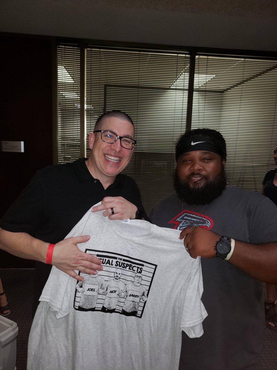SuperFalconsFan's tweet photo. Had a great time last night at the @espn975 listener party #TheUsualSuspects @PackManJoel @TheProducerNick @BarryIsFunny https://t.co/EB9y79DxTf