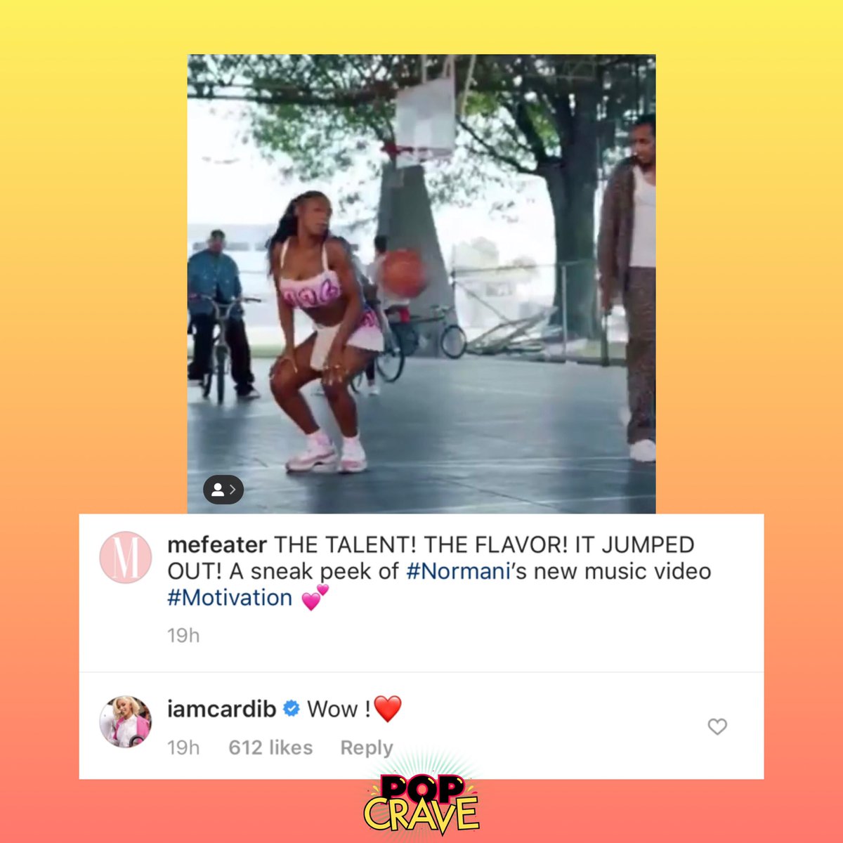 . @IamCardiB shows  @Normani love after seeing a short clip of the  #Motivation music video.