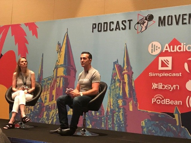 Our host @TracyPattin gave the Podcast Movement a big thumbs up. Here's <a href="/WonderyMedia/">Wondery</a>'s own Hernan Lopez. Tracy said he was great! #NoDoubt #CEORocksIt