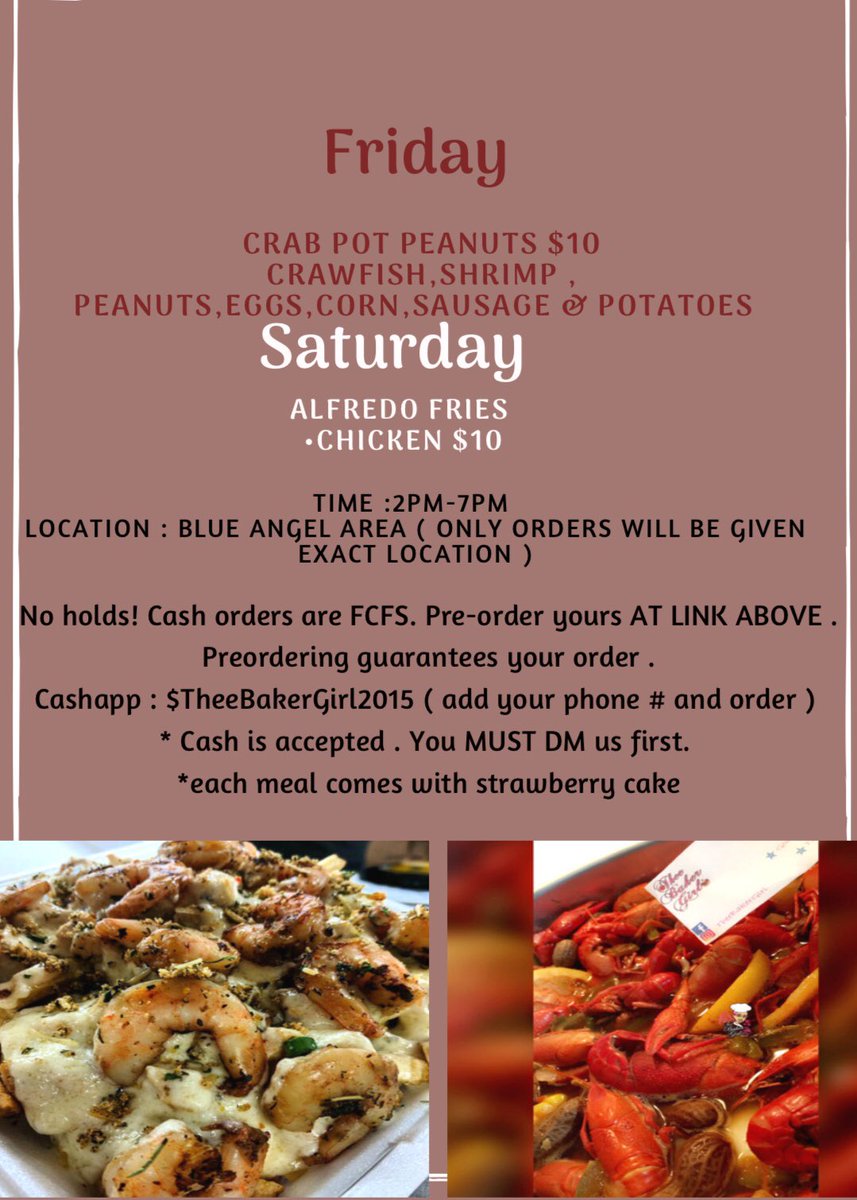 TheeBakerGirl's tweet photo. - SHOP OPENS AT 2pm ‼️

Order yours at the link below or cashapp 🤗

Cashapp 💰: $TheeBakerGirl2015 ( add your phone # and order ) 
Or pay here https://t.co/Z3caruO2eF 

#Theebakergirl #pensacola #pensacolaeats #pensacolafood #CrabPotPeanuts #Seafood #AlfredoFries #ChickenAlfredo https://t.co/FTVUM41zpt
