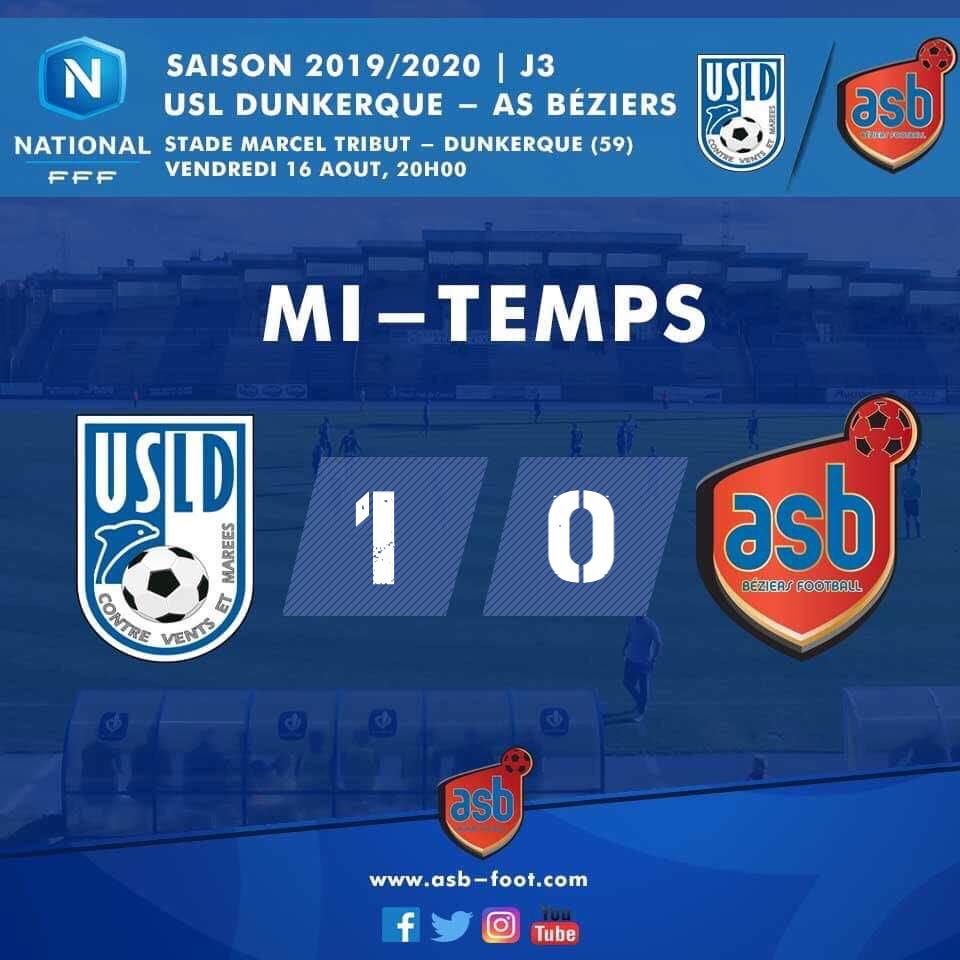 ASBeziersFoot's tweet photo. C'est la pause à Dunkerque. La #TeamASB est menée depuis la demi-heure de jeu mais s'est créée deux énormes occasions. Rien n'est terminé #USLDASB https://t.co/7vy3cbaKX1