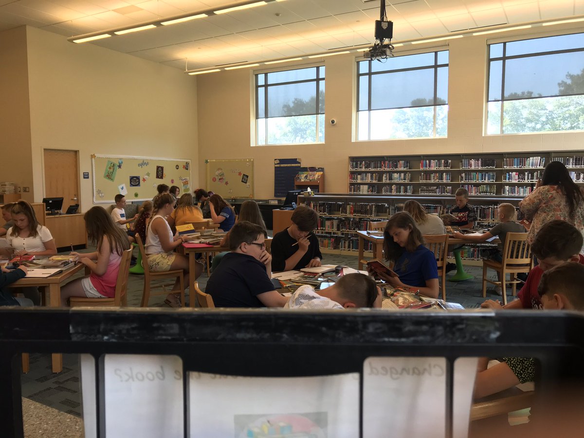 JSeebauer's tweet photo. Day 3 of 19-20: Welcomed @tvems 7th graders to the library; welcomed them with some advice! We took some books  for test drives and many books left in the hands of readers. #booktestdrive #TVSDReads #librarysrock https://t.co/IIUL9s08Nn