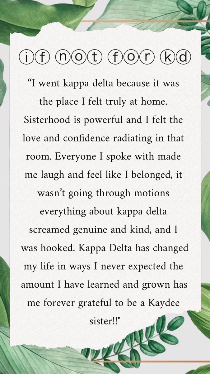 UNCCKappaDelta's tweet photo. ββ βββ£ βββ‘ ββ βͺ Sister Katie Richardson shares why she fell in love with Kappa Delta! #mtrckd #keepingupwiththekds #aottuesday https://t.co/5IQmVprIri