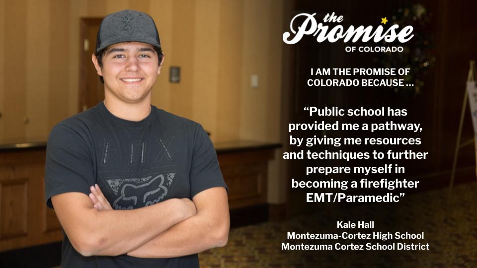 ColoEdNetwork's tweet photo. Today's Promise Student is Kale Hall from @MCHSCortez in Montezuma-Cortez School District RE-1 #PromiseCO #ColoEdNetwork #edcolo https://t.co/7aeHSKt0e6 https://t.co/a69glzi07m