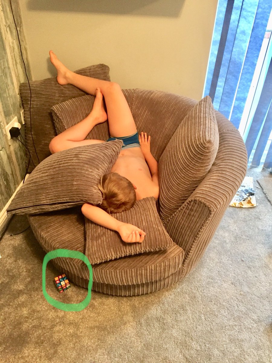 Jo3050's tweet photo. Looks like my lad is completely worn out from attempting to beat the Rubik’s cube 😂😂😂 #SolveItFirst https://t.co/B3br0PNeRl