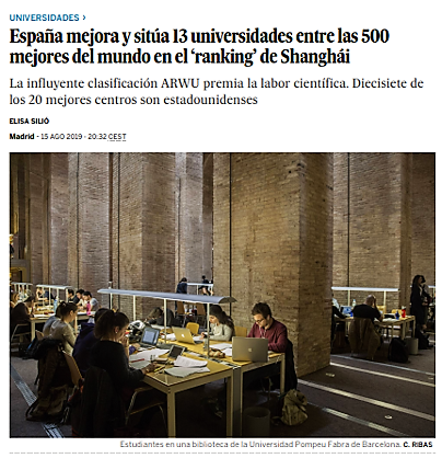biblioUPM's tweet photo. España mejora y sitúa 13 universidades entre 500 mejores del mundo en el ‘ranking’ de Shanghái [https://t.co/pB0weOVW0T], vía @el_pais | + info : tableros #readyforhighereducation [https://t.co/PEKGGsiZNL] + #readytoevaluate [https://t.co/7nSrDFAfiy] del #Pinterest de @biblioUPM https://t.co/7AVpN2Ioi8